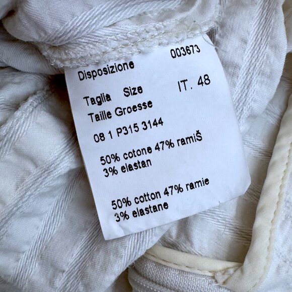 Piazza Sempione Audrey White Textured Cropped Pants Made in Italy Size 48 /US 12 - Picture 5 of 7